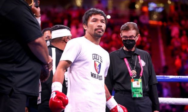 LAS VEGAS, NEVADA - AUGUST 21: Manny Pacquiao prepares for a WBA welterweight title fight against Y...