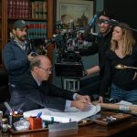 Michael Keaton, Director Sara Colangelo and Director of Photography Pepe Avila Del Pino. Cr: Monika Lek/NETFLIX