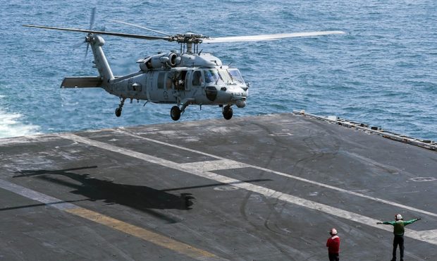 A U.S. Navy helicopter crashed off the San Diego coast Tuesday. Pictured is an MH-60S Knighthawk he...