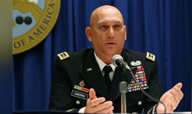 Chief of Staff of the U.S. Army Gen. Raymond Odierno speaks to the media during a news conference, ...