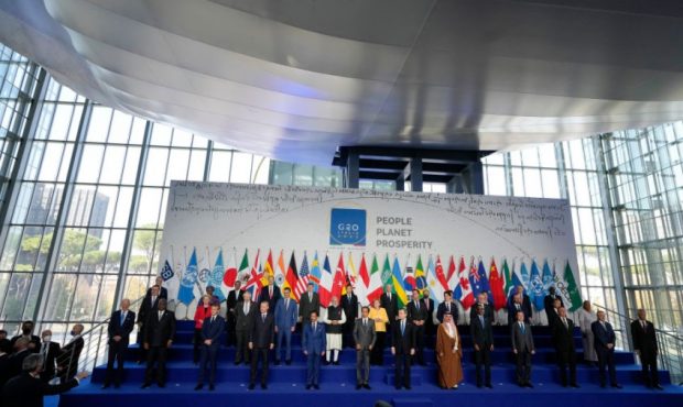 ROME, ITALY - OCTOBER 30: World leaders pose for a group photograph at the La Nuvola conference cen...