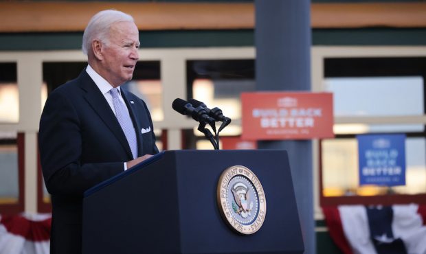 President Joe Biden speaks at an event at the Electric City Trolley Museum in Scranton on October 2...