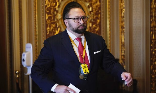 Jason Miller, Senior Adviser to the Trump 2020 re-election campaign, walks in the Capitol during th...