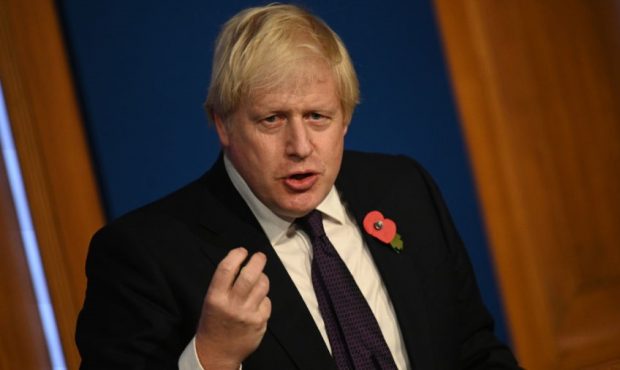 LONDON, ENGLAND - NOVEMBER 14: Britain's Prime Minister Boris Johnson speaks during a press confere...