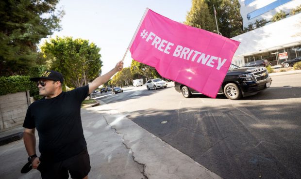 Supporters of Britney Spears hold a #FreeBritney rally outside the Tri Star Sports and Entertainmen...