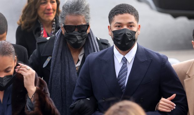 Former "Empire" actor Jussie Smollett arrives at the Leighton Courts Building for the start of jury...