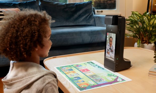 Amazon Glow lets kids interact with family members and friends from afar via puzzles, holograms and...