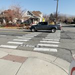 A car with ice on its windshield hit two children at this Salt Lake City crosswalk. (KSL TV)
