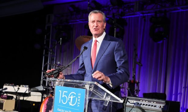 FILE: Mayor Bill de Blasio speaks onstage at the American Museum of Natural History Gala 2021 on No...