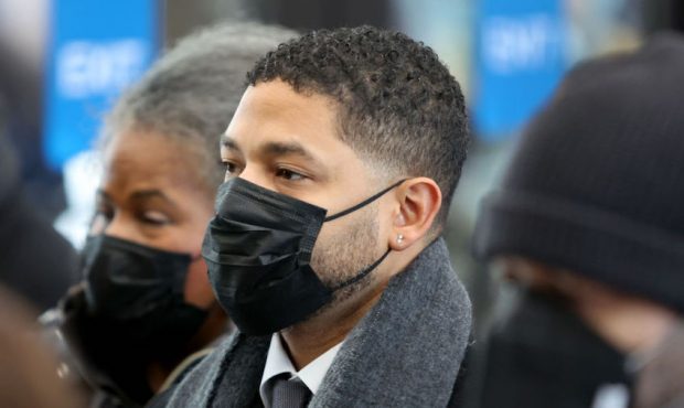 Former "Empire" actor Jussie Smollett arrives at the Leighton Courts Building for day six of his tr...