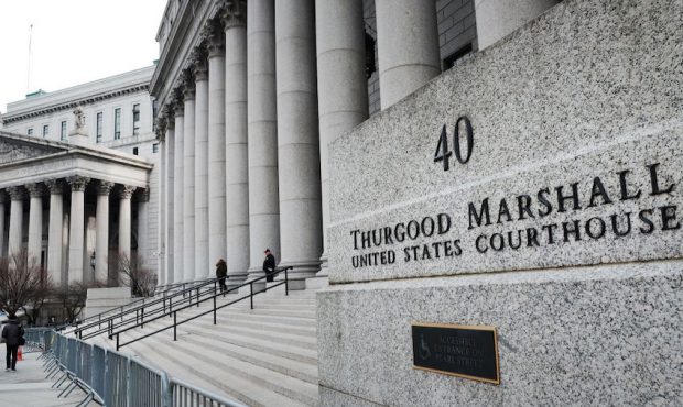 The Thurgood Marshall United States Courthouse is seen in Manhattan as the jury deliberates in the ...