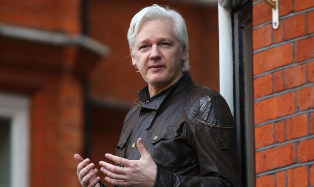 FILE: Julian Assange speaks to the media from the balcony of the Embassy Of Ecuador on May 19, 2017...