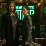(L-r) KEANU REEVES as Neo/Thomas Anderson and CARRIE-ANNE MOSS as Trinity in Warner Bros. Pictures, Village Roadshow Pictures and Venus Castina Productions’ “THE MATRIX RESURRECTIONS,” a Warner Bros. Pictures release.