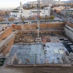Crews prepare a clean and level working surface before pouring new structural concrete over a period of about 8-10 hours during the Temple Square renovation project, Salt Lake City, December 1, 2021. (The Church of Jesus Christ of Latter-day Saints)