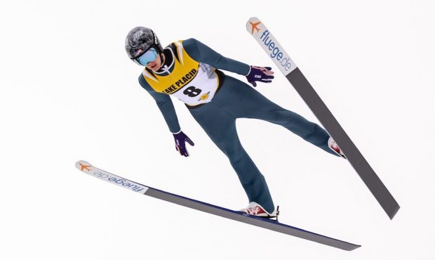 Spc. Jasper Good on the ski jump. (Dustin Satloff)...