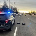 Two cars collided at approximately 3200 South and 700 East on Thursday, Jan. 6, 2022. (Jeffrey Dahdah, KSL TV)