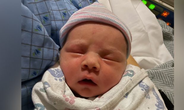 Piper England was the first baby born at an Intermountain hospital in the year 2022, entering the w...