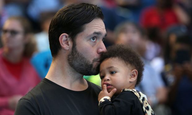 PERTH, AUSTRALIA - JANUARY 03: Serena Williams's husband Alexis Ohanian, holds their daughter Alexi...