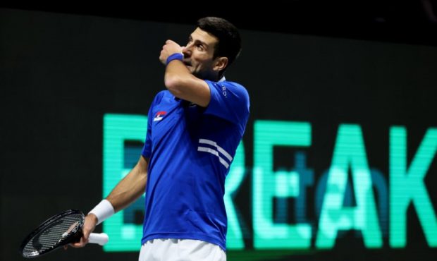 MADRID, SPAIN - DECEMBER 03: Novak Djokovic of Serbia shows his dejection during the singles match ...