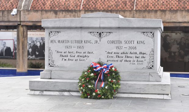 The tomb of Martin Luther King Jr., and his wife Coretta Scott King is seen during the early mornin...