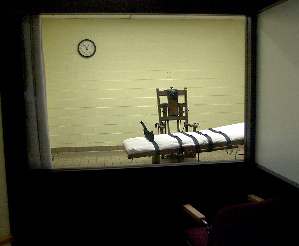 FILE PHOTO -- A view of the death chamber from the witness room at the Southern Ohio Correctional F...