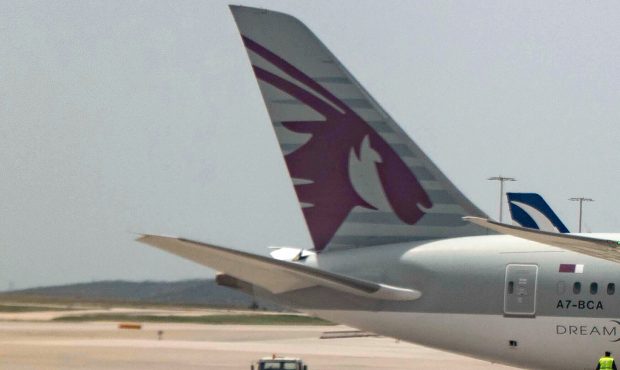 Qatar Airways Boeing 787 Dreamliner aircraft as seen parked at Athens International Airport ATH LGA...