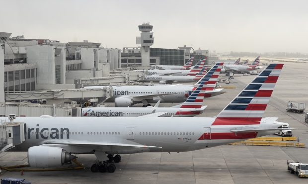American Airline planes sit on the tarmac at Miami International Airport (MIA) in Miami, Florida, o...