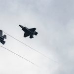 Two U.S. Air Force F-35 Lightning II aircraft assigned to the 34th Fighter Squadron at Hill Air Force Base, Utah, fly over the 86th Air Base, Romania, Feb. 24, 2022. Aircraft and crews will work closely with Allies in the Black Sea region to reinforce regional security during the current tensions caused by Russia's continuing military build-up near Ukraine. (Used by permission, U.S. Air Force/ Senior Airman Ali Stewart) 