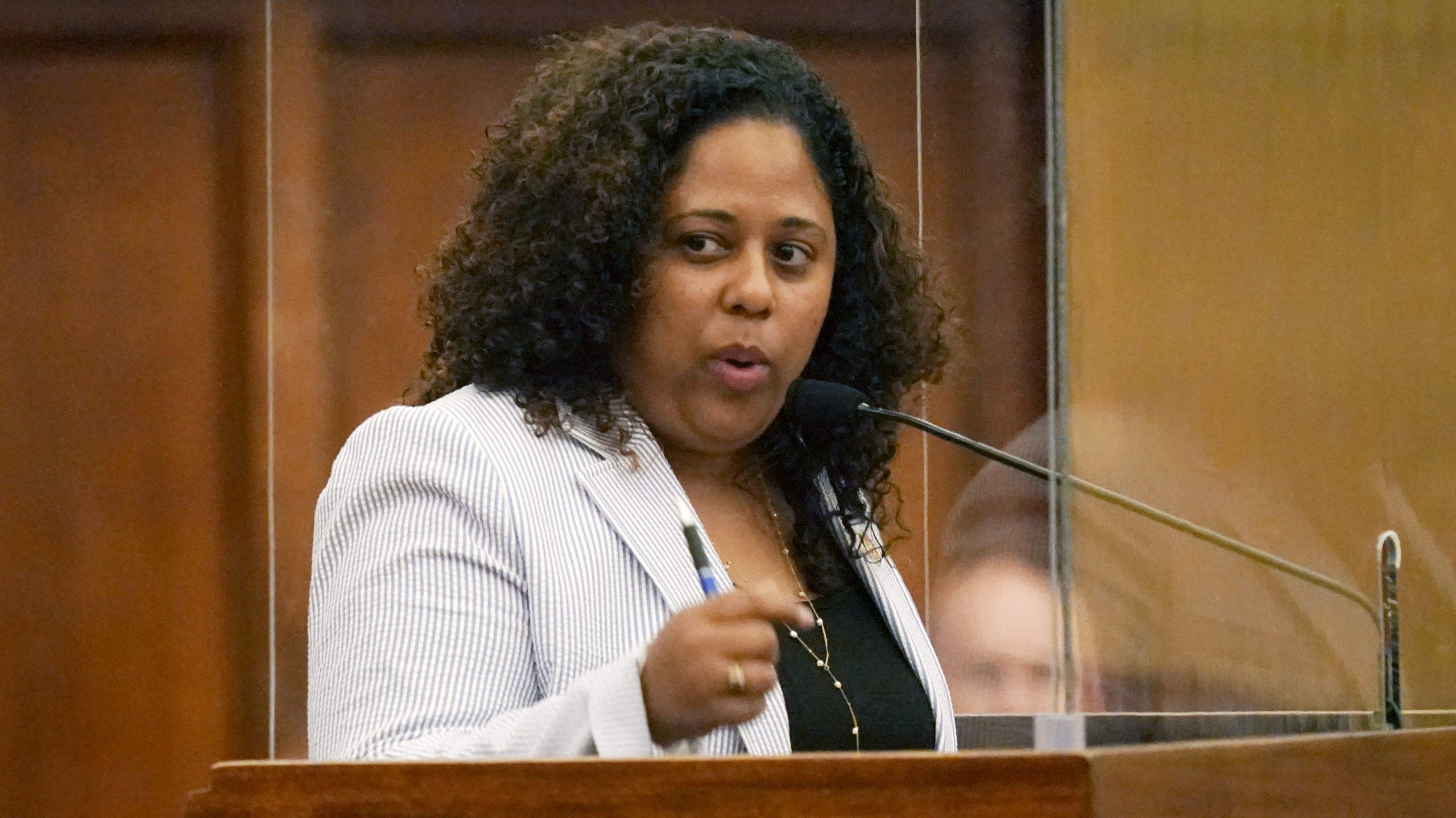 State Rep. Zakiya Summers, D-Jackson, is photographed at the speaker's well in the House Chamber at...