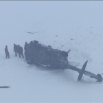 Two Black Hawk helicopters crashed in the Mineral Basin area of American Fork Canyon, near Snowbird Resort, on Feb. 22, 2022. (Chopper 5/KSL TV)