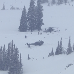 Two Black Hawk helicopters are down after a crash in Little Cottonwood Canyon on Feb. 2, 2022. (Chopper 5/KSL TV)