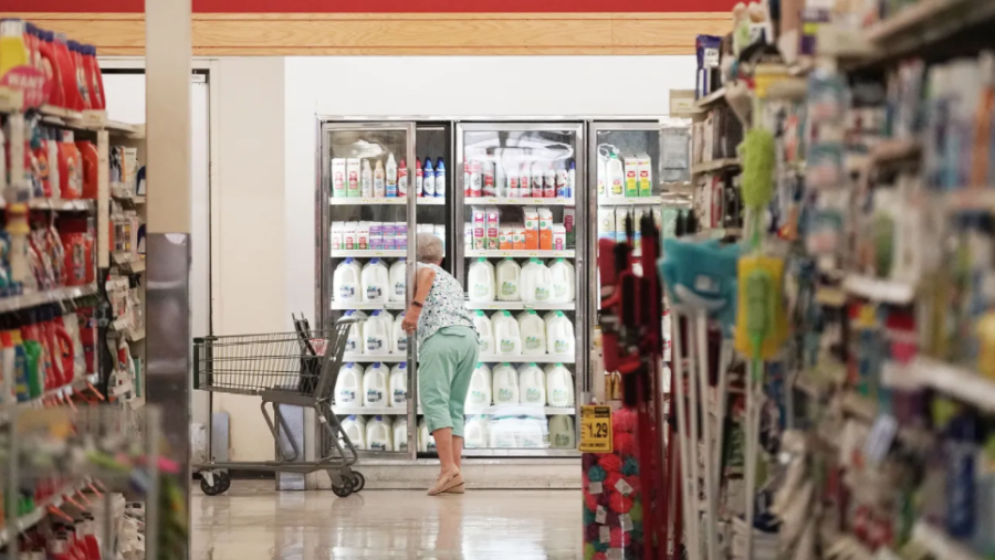 A shopper look at milk at Reams in Sandy on Friday, July 9, 2021. (Jeffrey D. Allred, Deseret News)...