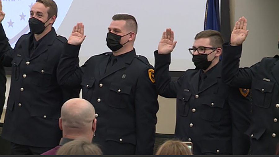 New Salt Lake City Police officers are sworn in Friday. (KSL TV)...