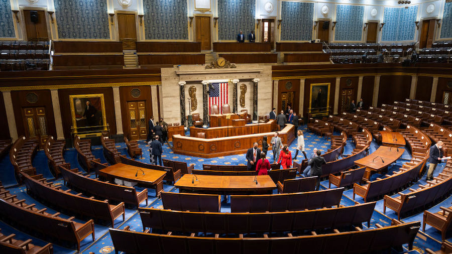 The U.S. House of Representatives chamber is shown ahead of the State of the Union address by Presi...