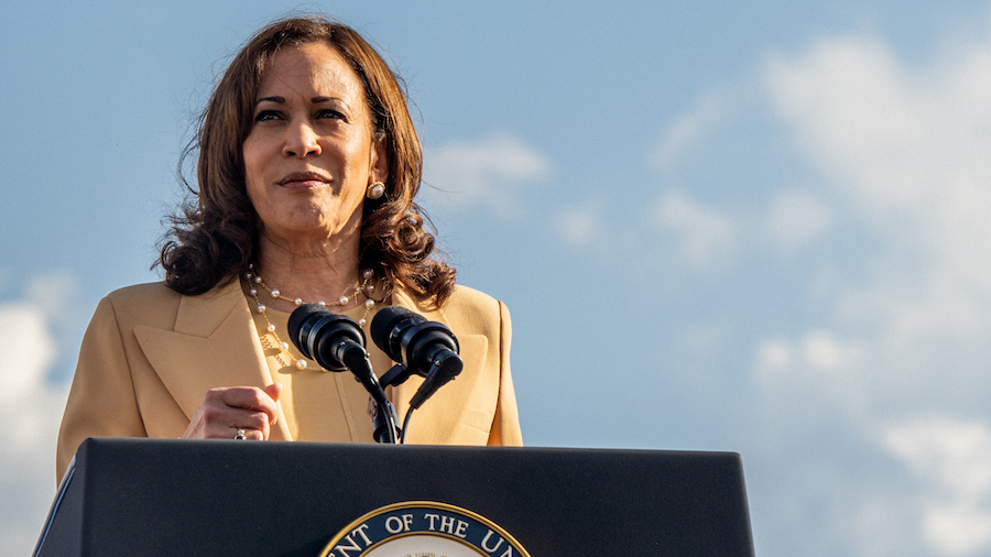 Vice President Kamala Harris speaks during commemorations for the 57th anniversary of "Bloody Sunda...