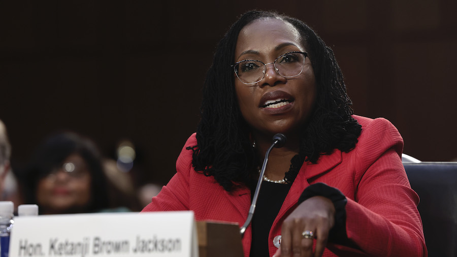 U.S. Supreme Court nominee Judge Ketanji Brown Jackson testifies during her confirmation hearing be...