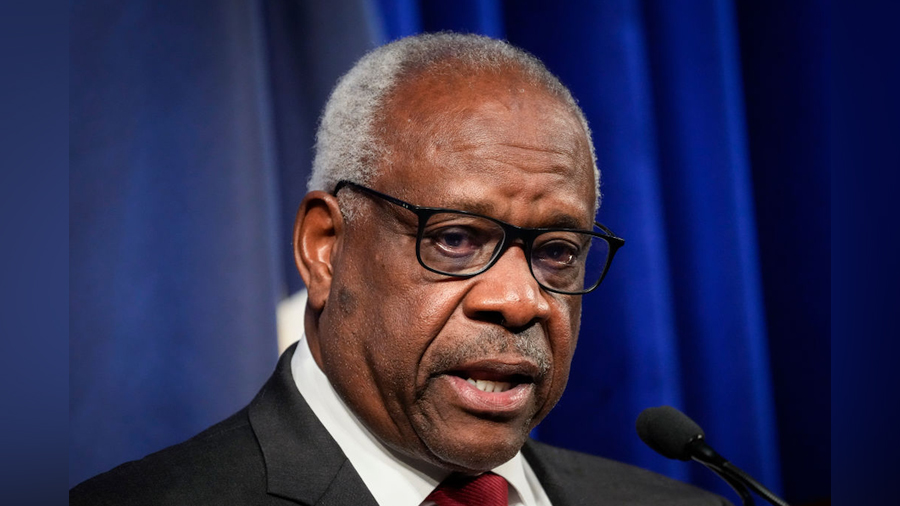 Associate Supreme Court Justice Clarence Thomas speaks at the Heritage Foundation on October 21, 20...