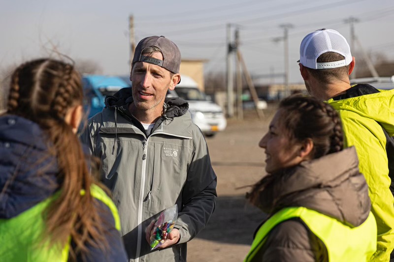 Brian Grow from Utah group of humanitarian volunteers in Moldova Coordinating with local volunteers...