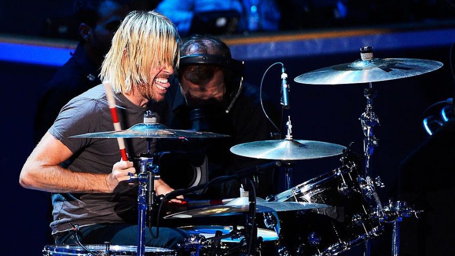 The drummer of the Foo Fighters performs during the final day of the Democratic National Convention...