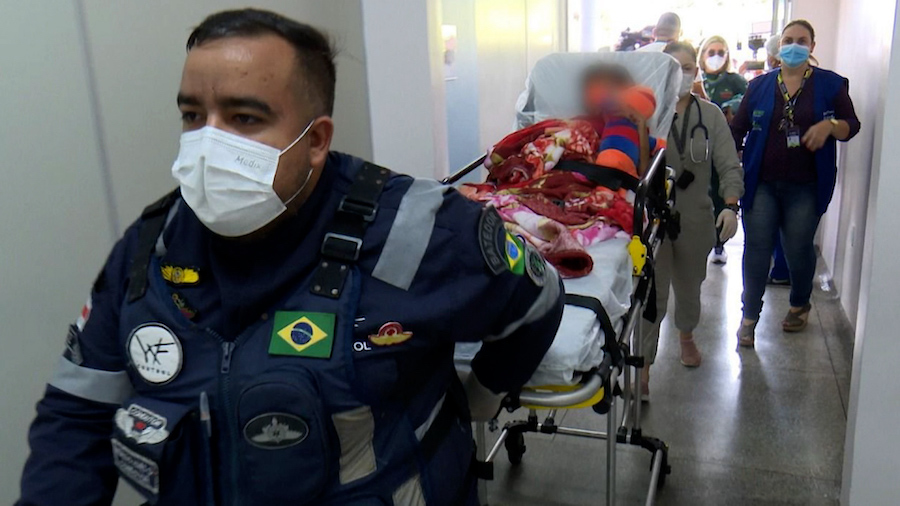 One of the boys is taken into the ICU at a hospital in Manaus, Brazil on Thursday. (	Carlos Soares/...