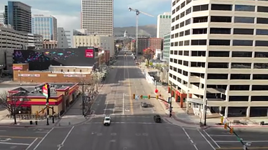 Salt Lake City's streets were deserted in the early days of the pandemic. (KSL TV)...