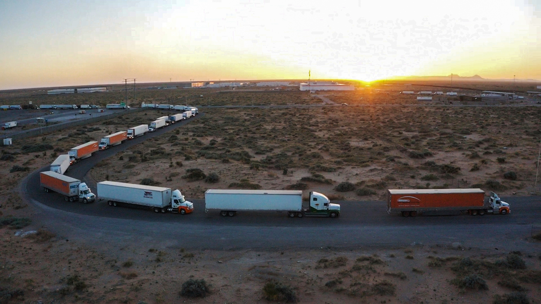 Truckers block the entrance into the Santa Teresa Port of Entry in Ciudad Juarez going into New Mex...