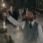 (L-R) JESSICA WILLIAMS as Eulalie “Lally” Hicks, CALLUM TURNER as Theseus Scamander, FIONA GLASCOTT as Minerva McGonagall, DAN FOGLER as Jacob Kowalski, JUDE LAW as Albus Dumbledore and EDDIE REDMAYNE as Newt Scamander in "FANTASTIC BEASTS: THE SECRETS OF DUMBLEDORE,” a Warner Bros. Pictures release.