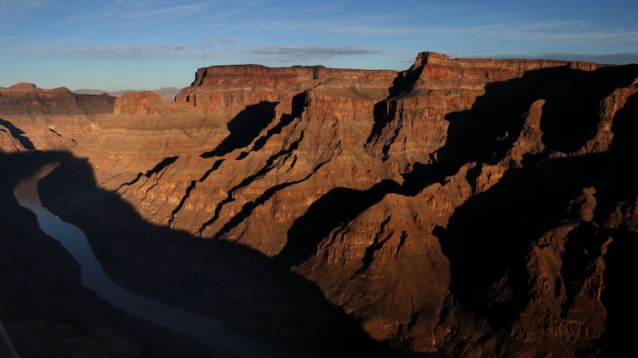 The Colorado River winds its way along the West Rim of the Grand Canyon in the Hualapai Indian Rese...