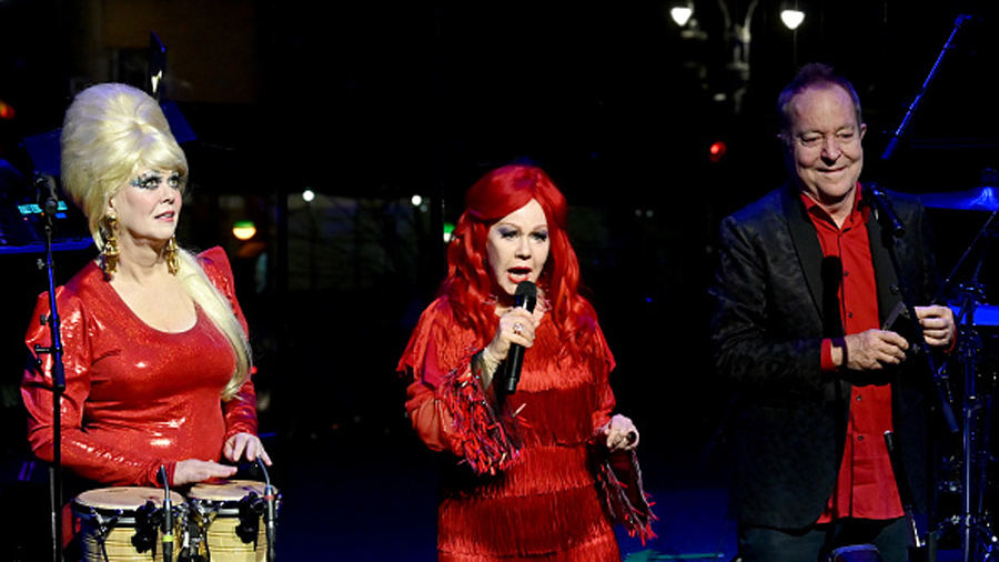 NEW YORK, NEW YORK - FEBRUARY 04: Cindy Wilson, Kate Pierson and Fred Schneider, of the B-52s, perf...