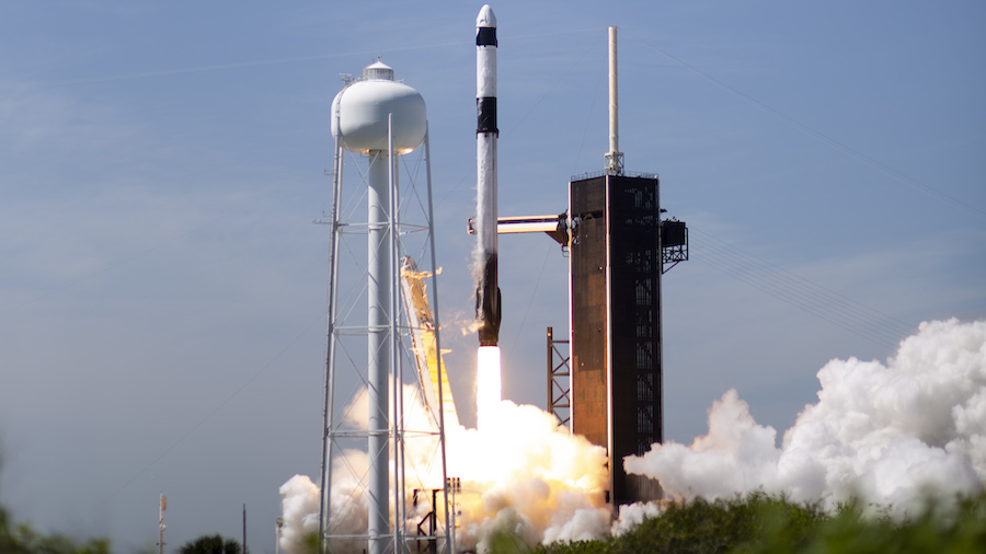 A SpaceX Falcon 9 rocket carrying the company's Crew Dragon spacecraft is launched on Axiom Mission...