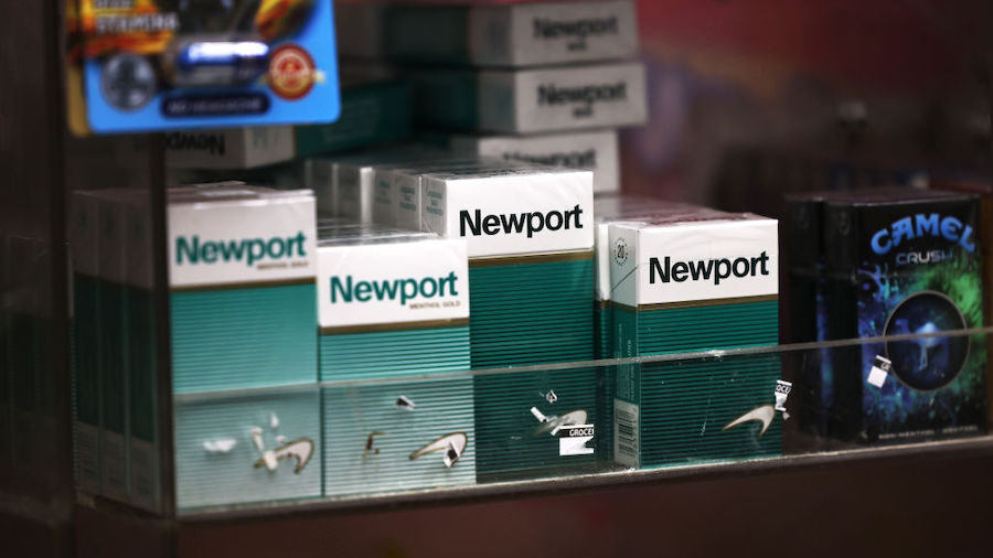 Packs of Newport cigarettes are seen on a shelf in a grocery store in the Flatbush neighborhood on ...