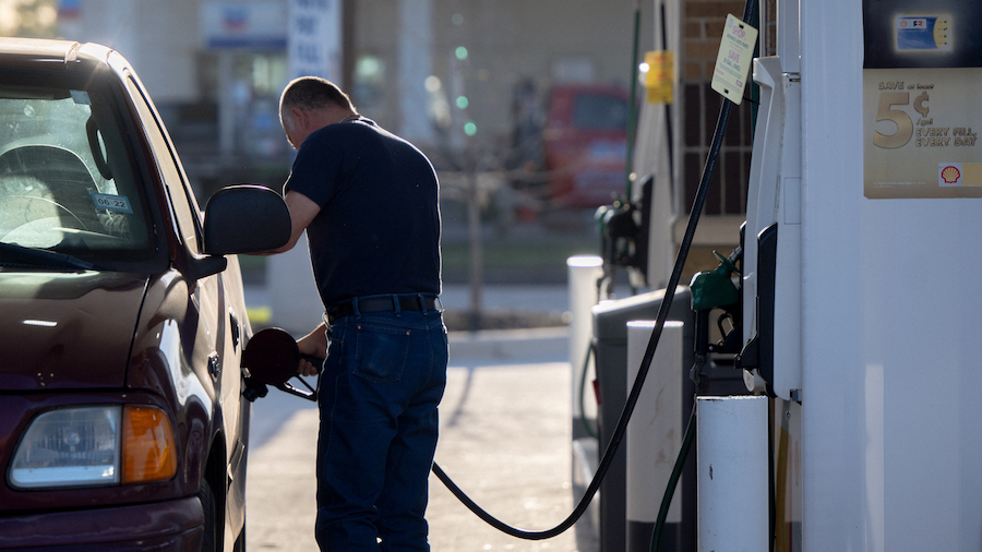 A person pumps gas at a Shell gas station on April 01, 2022, in Houston, Texas. The Biden administr...