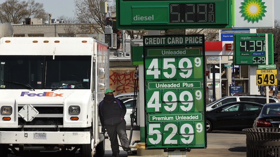Gasoline prices hover around $4 a gallon for the least expensive grade at several gas stations in t...