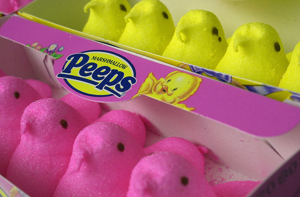 WARMINSTER, PA - APRIL 18:  Pink and yellow Marshmallow Peeps are seen April 18, 2003 in Warminster...